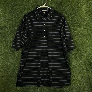 Peter Millar Polo Shirt‎ Mens XL Summer Comfort Golf Performance Purple Stripe